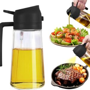 Misamo Enterprise Glass Oil Sprayer and Dispenser Bottle, 500ml Capacity, 2-in-1 Design, Black