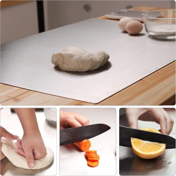 SR TRENDS Premium Stainless Steel Chopping Board | Steel Kitchen Counter top for Cutting, Vegetable Chopper, for Meat & Veggies Items, Chopping Board Steel pad (35 x 31 CM) - Image 4
