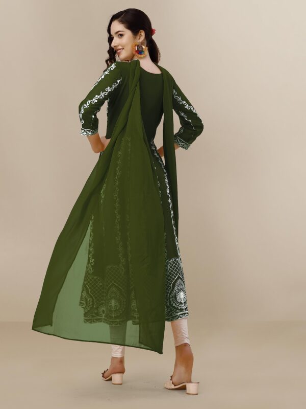 EthnicJunction Women's Georgette Chikankari Embroidery Anarkali Kurta Pant with Dupatta Set - Image 4