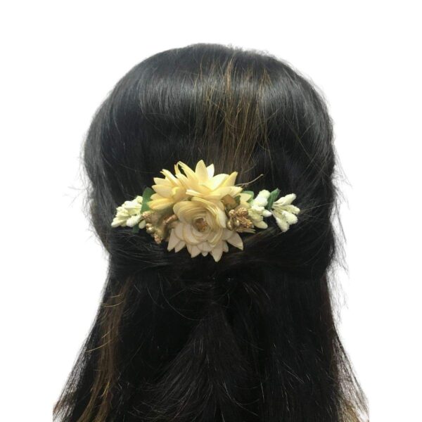 Accessher Multicolor Acrylic Comb Indo Western Fancy Hair Clip/Side Pin/Jooda Pin Accessories With Cloth Flower for Women and Girls (Pack of 3) - Image 9