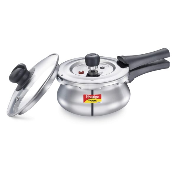 Prestige Omega Granite Aluminium Kitchen Set, 4-Pieces & Deluxe Alpha Svachh Stainless Steel Outer Lid Pressure Cooker 1.5L With Glass Lid (Deep for Spillage Control) - Image 4