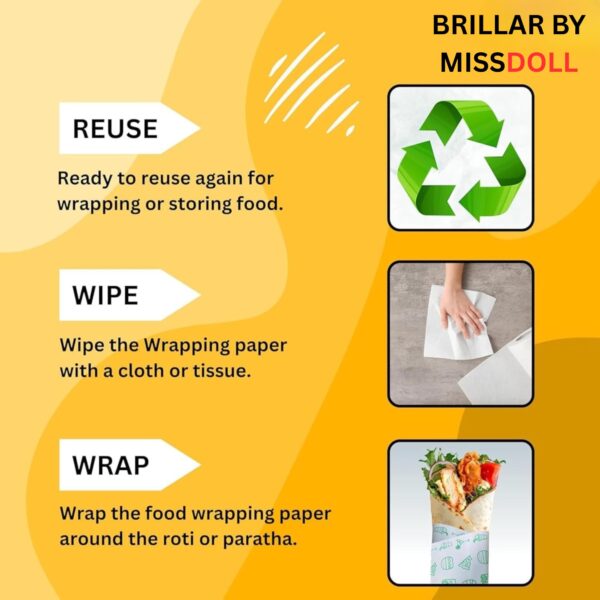 BRILLAR by MISSDOLL Butter Paper Roll for Kitchen Food Wrap - Premium Non-Stick Butter Wrapping Paper | Greaseproof, Heat-Resistant Parchment for Kitchen Food Wrap & Oil Absorption (100 Meter) - Image 7