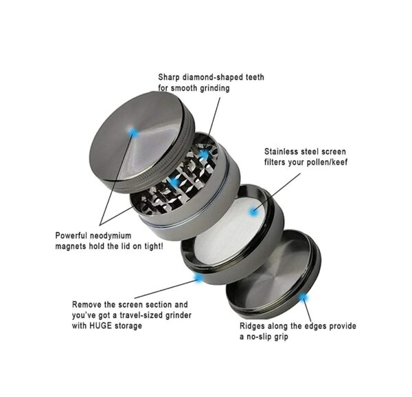Aum Shakti Metal Herb Grinder 63MM - Durable Crusher, Assorted Colors - Image 3