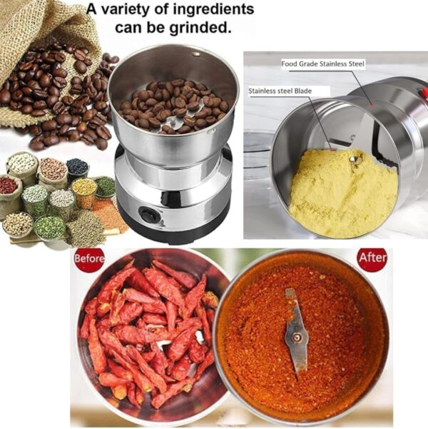 Woleebee Nima Stainless Steel Electric Spice Grinder & Coffee Bean Grinder | Dry Masala Mixer & Chutney Jar (Silver) - Image 6