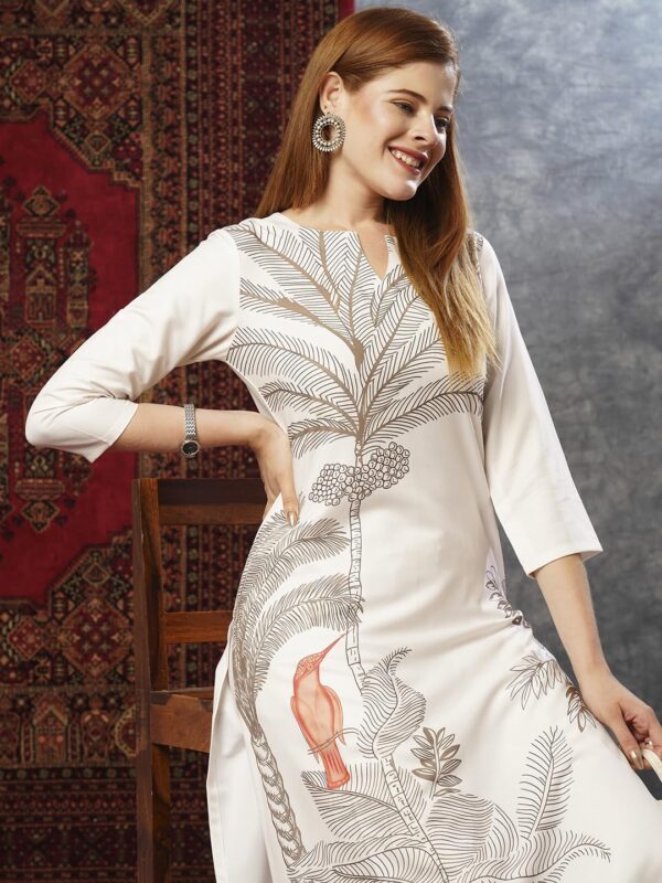 GoSriKi Women's Cotton Blend Straight Printed Kurta with Pant (Nenisha Cream-JL-GS_XXL_Cream_XX-Large) - Image 6