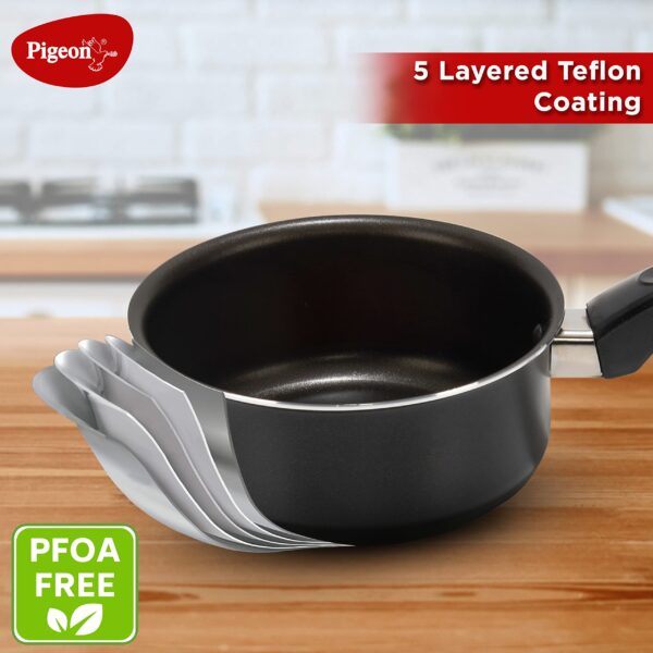 Pigeon Favourite 7 Piece Gift Set Non-Stick Coated Comes with Fry Pan, Kadhai, Lid, Sauce Pan, Spatula, Tadka Pan and a Tawa - Gas Stove Compatible (Black) - Image 9