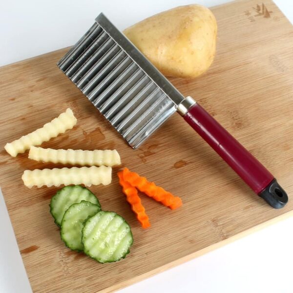 FOROLY Stainless Steel Crinkle Cut Knife Vegetable Potato Chip Cutter with Wavy Blade Cutter - Image 6