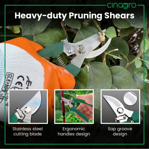 Cinagro Garden Tools Kit (Set of 7) Weeder, 2 Trowels, Hand Fork, Cultivator, Scissors, Pruner | Gardening Tools Kit for Home Garden, Indoor and Outdoor Gardening - Image 3