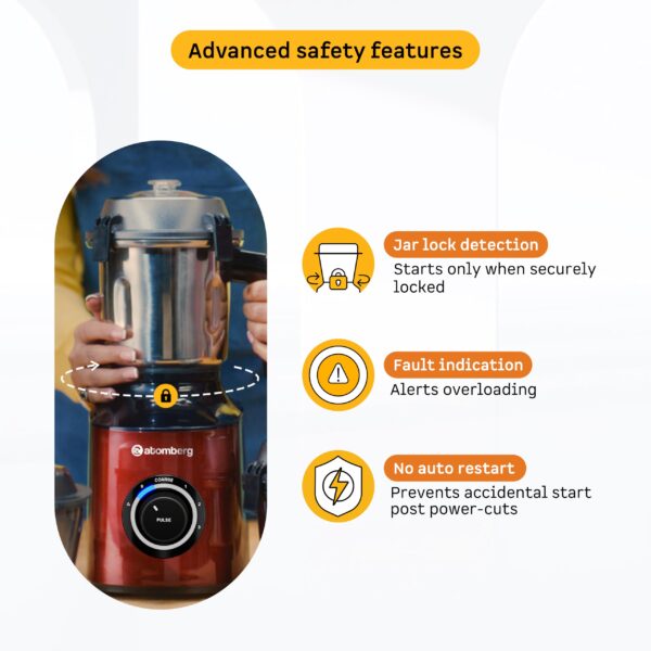 Atomberg Zenova Mixer Grinder - BLDC Motor with Coarse Mode & 4 Jars - Image 4