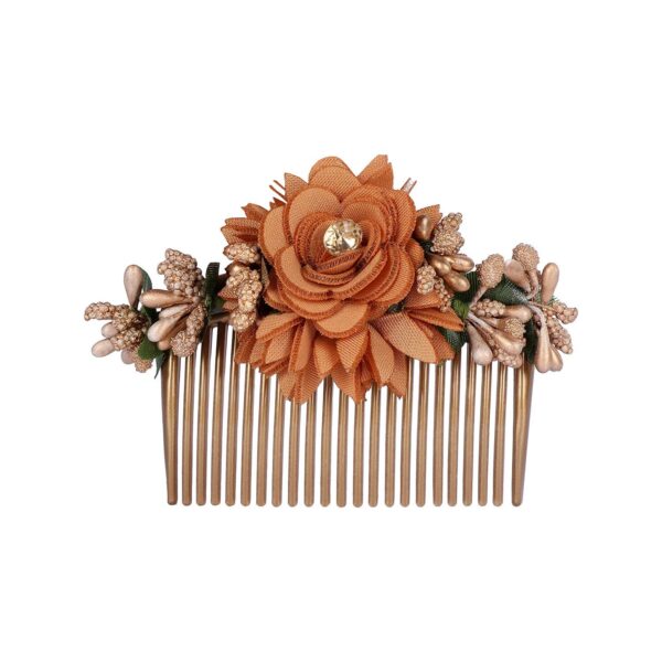 Accessher Multicolor Acrylic Comb Indo Western Fancy Hair Clip/Side Pin/Jooda Pin Accessories With Cloth Flower for Women and Girls (Pack of 3) - Image 7