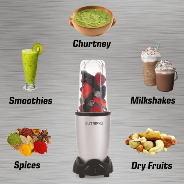 NutriPro Juicer Mixer Grinder - Smoothie Maker - 500 Watts (3 Jars & 2 Blades, Silver) - 2 Year Warranty - Image 5