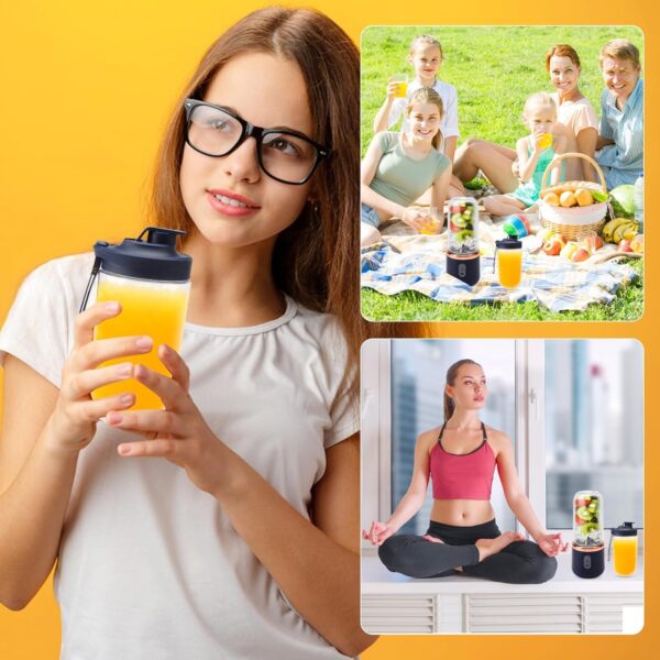 Qlect Portable Blender Electric Juicers Fruit Mixers USB Rechargeable Smoothie Mini Personal Juicer 6 Blades 3Gears With 1500 Mah Rechargeable Battery-Smoothie Blender(Blue) - Image 2