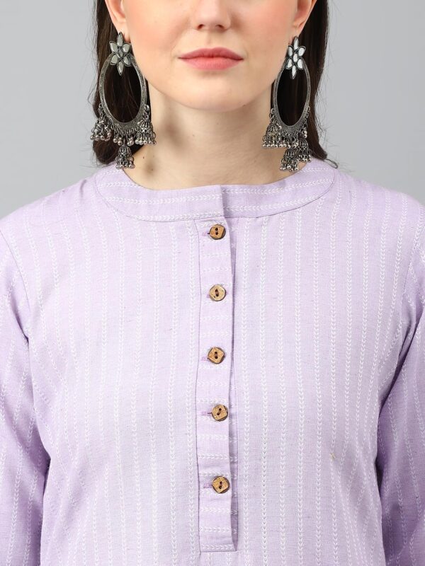 Amazon Brand - Anarva Women's Striped Purple Color Kurta with Calf Length (SNJHR5_HRK0037LVNDR) - Image 2