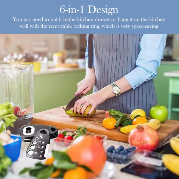 6-in-1 Portable Kitchen Helper, Stainless Steel Kitchen Utensil Set, Cheese Grater, Herb Peeler, Bottle Opener, Fruit Peeler, Kitchen Accessories for Motorhome, Camping - Image 8