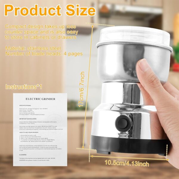 Velocious® Mini Spice Coffee Mixer Grinder Electric Stainless Steel Grinder, Dry Masala Grinder, Masala Mixer Grinder Mini, Spice Mixie for Kitchen - Image 5