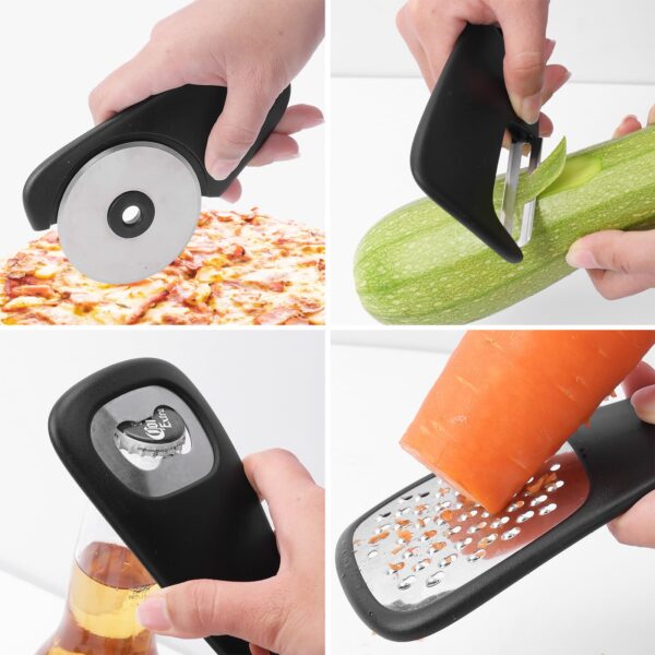 6-in-1 Portable Kitchen Helper, Stainless Steel Kitchen Utensil Set, Cheese Grater, Herb Peeler, Bottle Opener, Fruit Peeler, Kitchen Accessories for Motorhome, Camping - Image 7