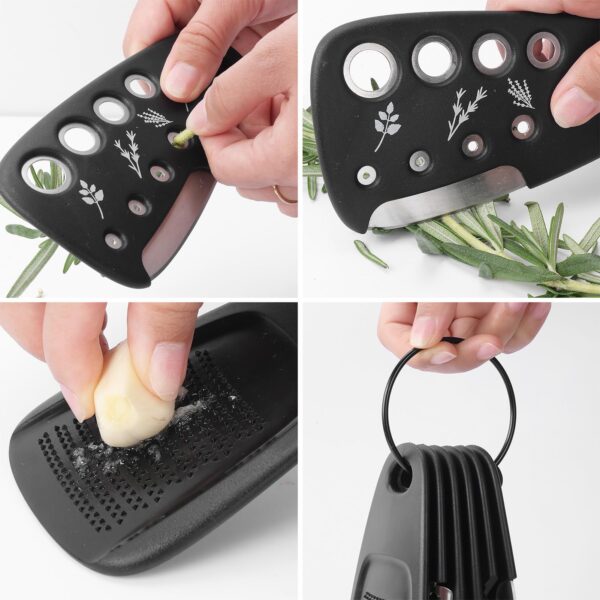 6-in-1 Portable Kitchen Helper, Stainless Steel Kitchen Utensil Set, Cheese Grater, Herb Peeler, Bottle Opener, Fruit Peeler, Kitchen Accessories for Motorhome, Camping - Image 6