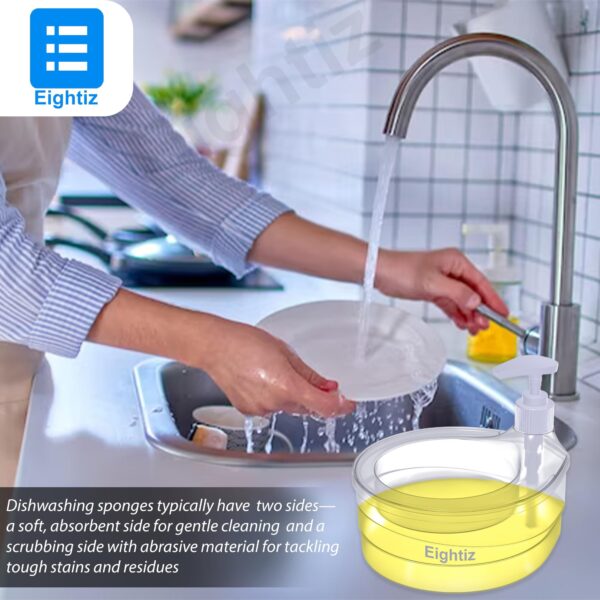 Double Layer Soap Dispenser for Bathroom Accessories Dishwasher Liquid Holder Liquid Dispenser Pump with Sponge Holder Kitchen Sink Accessories Items(Multi Colour) - Image 6
