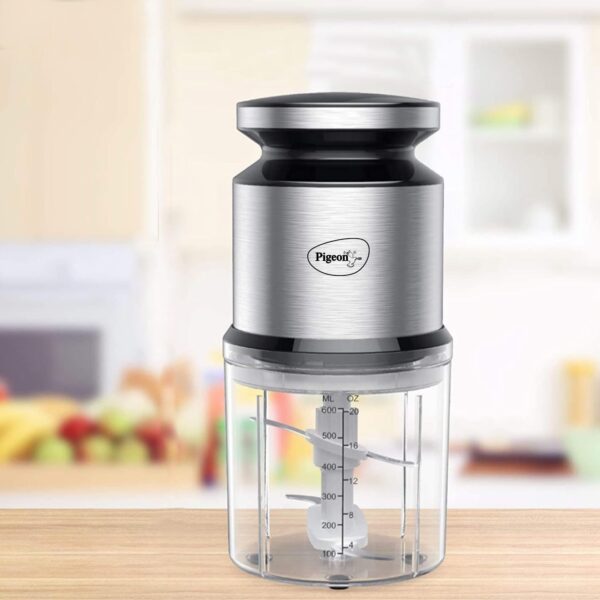 Pigeon Ultra Fast Electric 300 Watts Electric Chopper For Kitchen, Twin Blade Technology, 600 Ml 'Chop-N-Store' Plastic Bowl With Lid, Vegetable Chopper, Cutter, Chop, Mince, Dice, Whisk, Blend, Red - Image 6