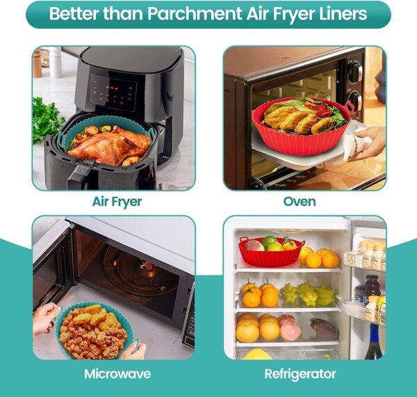 NEKIFACE 6 Pcs Round Reusable Non-Stick air Fryer Accessories Silicone Coating Pot Basket for Microwave Oven oil sprayer bottle and Oil brush And Spatula Set, 200 Millilitre, Multicolor - Image 4