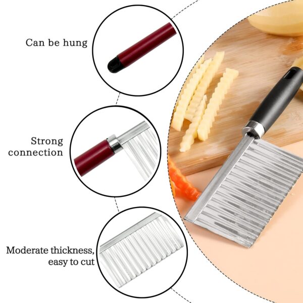 FOROLY Stainless Steel Crinkle Cut Knife Vegetable Potato Chip Cutter with Wavy Blade Cutter - Image 5