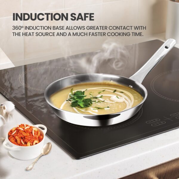 Milton Pro cook Triply Stainless Steel 4 Pc Induction Cookware Set, Tea Pan 16cm, Fry Pan 22cm, Kadai with Glass Lid 24cm, Even & Fast Cooking, Induction & Gas Ready, 3 Years Warranty by Manufacturer - Image 4