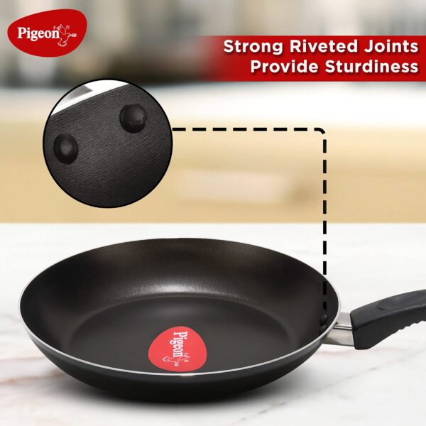 Pigeon Favourite 7 Piece Gift Set Non-Stick Coated Comes with Fry Pan, Kadhai, Lid, Sauce Pan, Spatula, Tadka Pan and a Tawa - Gas Stove Compatible (Black) - Image 5