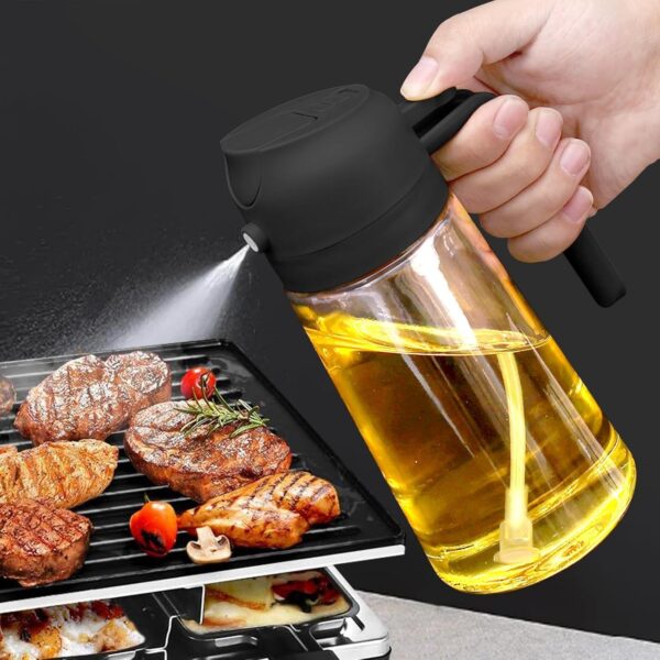 Misamo Enterprise Glass Oil Sprayer and Dispenser Bottle, 500ml Capacity, 2-in-1 Design, Black - Image 9