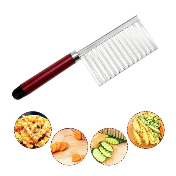 FOROLY Stainless Steel Crinkle Cut Knife Vegetable Potato Chip Cutter with Wavy Blade Cutter
