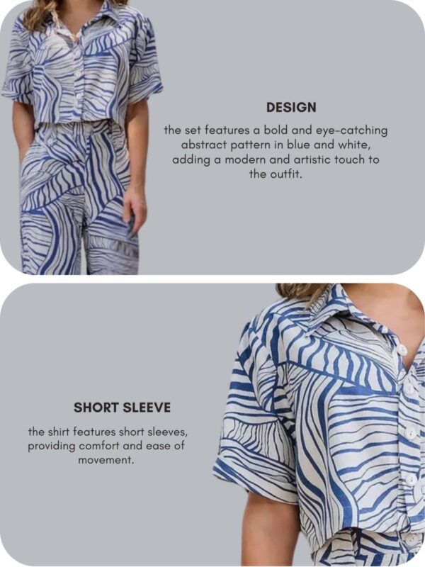 Leriya Fashion Womens Rayon Geometric Regular Dress Co-Ord Set (LF-W1872&TR920_Blue_S) - Image 3