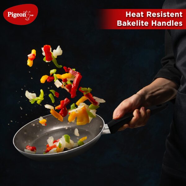 Pigeon Favourite 7 Piece Gift Set Non-Stick Coated Comes with Fry Pan, Kadhai, Lid, Sauce Pan, Spatula, Tadka Pan and a Tawa - Gas Stove Compatible (Black) - Image 4