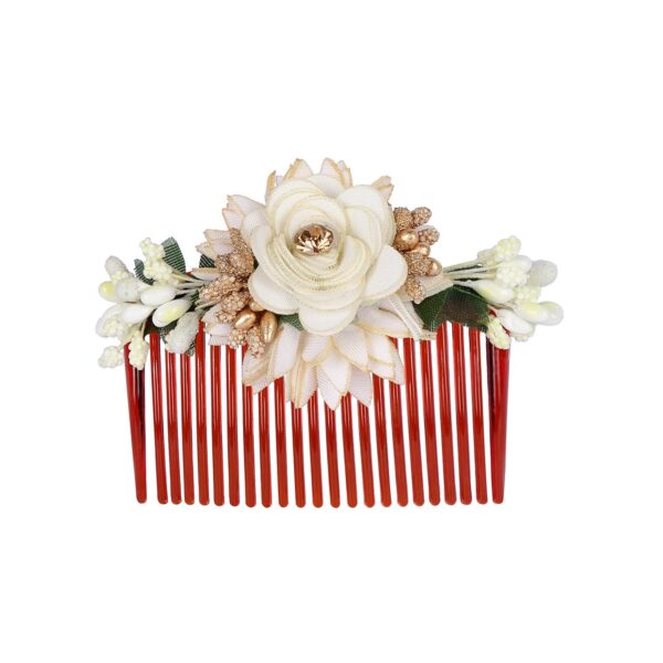 Accessher Multicolor Acrylic Comb Indo Western Fancy Hair Clip/Side Pin/Jooda Pin Accessories With Cloth Flower for Women and Girls (Pack of 3) - Image 6