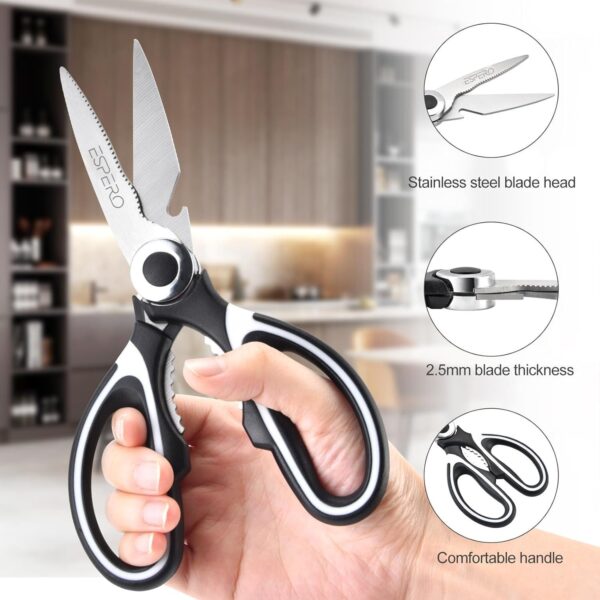 ESPERO Multi Purpose Made In Japan Kitchen Scissors, food scissors,Premium Stainless Steel Solid Kitchen Shears for Meat, Seafood, Chicken, Vegetables, Herbs, BBQ, Bottle Opener (Black) - Image 8