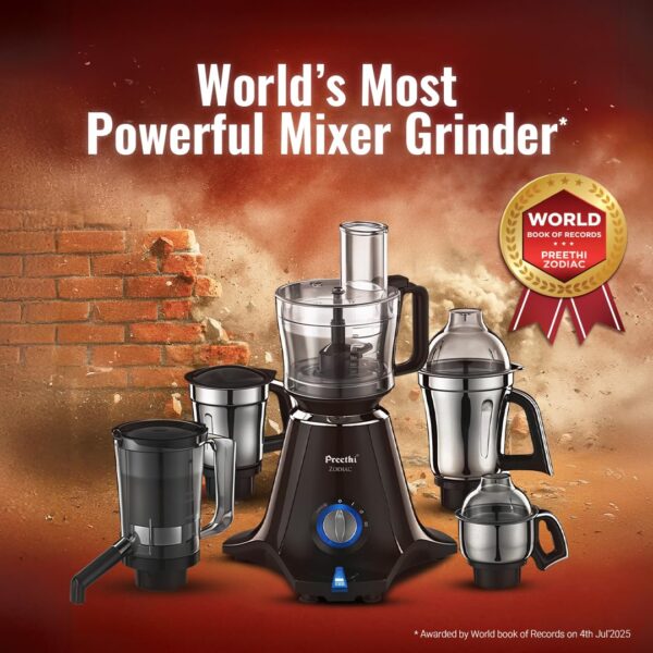 Preethi Zodiac 750W Mixer Grinder - 5 Jars with 3-in-1 Juicer & Food Processor - Image 7
