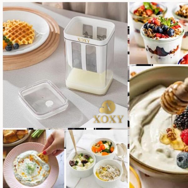Xoxy Greek Yogurt & Curd Maker - 1100ml Fine Mesh Strainer with Lid | Multifunctional Yoghurt Filter | Whey Separator | Perfect for Homemade Yogurt, Curd, Cheese & More, 17L x 10W x 17H cm, White - Image 6