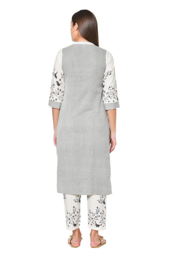 Pistaa's women Cotton Striped Straight salwar Suit Set (Off White, XXX-Large) - Image 3
