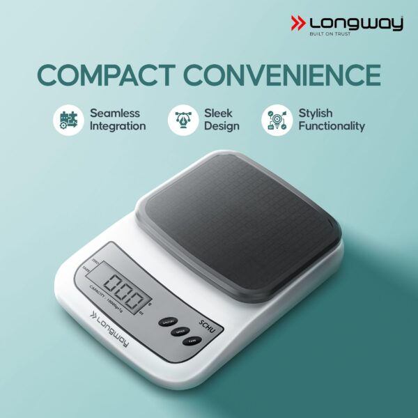 Longway LWKWS01 Multipurpose Portable Digital Kitchen Weighing Scale |Weight Machine With Back Light LCD Display |2 Year Warranty (10 kg, Gray) - Image 6