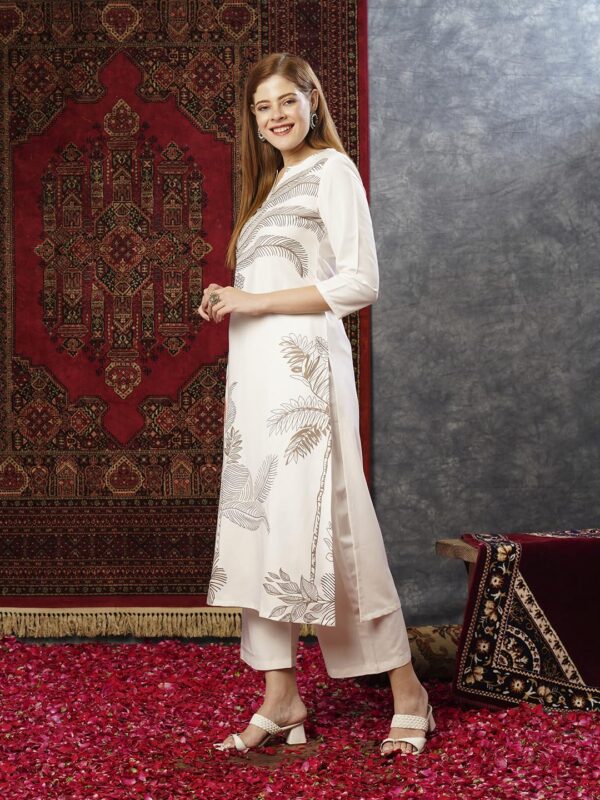 GoSriKi Women's Cotton Blend Straight Printed Kurta with Pant (Nenisha Cream-JL-GS_XXL_Cream_XX-Large) - Image 8