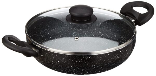 Amazon Brand - Solimo Aluminium 4 Piece Non-Stick Cookware Set with Detachable Handle | Granite Finish | Induction Base | Pfoa Free | HTR Exterior Coating | Black - Image 9