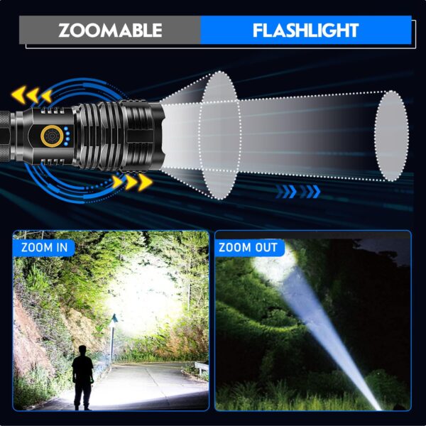 Shadowhawk Led Torch Light Rechargeable, 10000 Lumens Flash Light Torch Lights High Power, XHP70.2 Powerful Charging Torch Long Range Torchlight, high Beam Flashlight for Trekking Hunting Emergency - Image 6