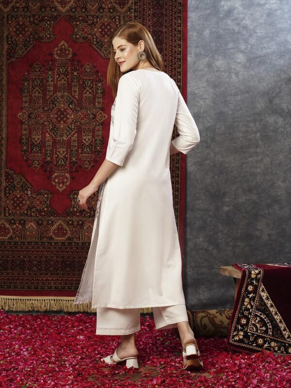GoSriKi Women's Cotton Blend Straight Printed Kurta with Pant (Nenisha Cream-JL-GS_XXL_Cream_XX-Large) - Image 9