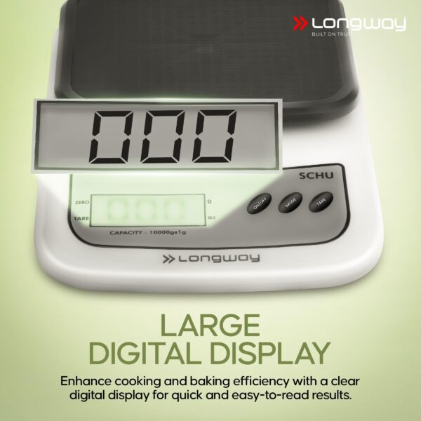 Longway LWKWS01 Multipurpose Portable Digital Kitchen Weighing Scale |Weight Machine With Back Light LCD Display |2 Year Warranty (10 kg, Gray) - Image 5