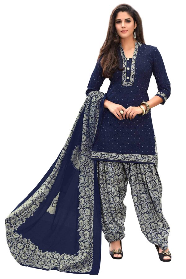 Miraan Cotton Printed Readymade Salwar Suit For Women(MIRAANSAN2520L, Large, Blue)