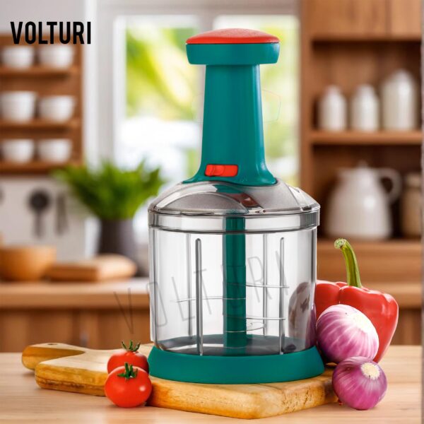 VOLTURI Chopper for Kitchen Use, Push Chopper with 3 Blades, Vegetable Chopper Kitchen Accessories Items for Home Cutting Vegetables, Onion, Ginger, Garlic, Salad, Tomato, Potato (1000 ML) - Image 4