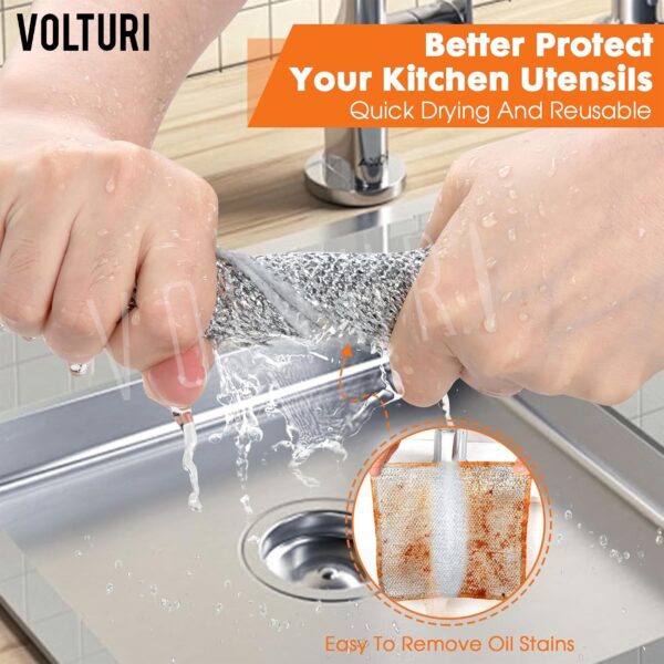 VOLTURI Non Scratch Wire Dish Cloth (Pack of 10), Steel Scrubber for Utensils Cleaning, Multipurpose Wet and Dry Cleaning, Stainless-Steel Dish Wash Scrubber for Washing Dishes, Sinks, Counters - Image 7