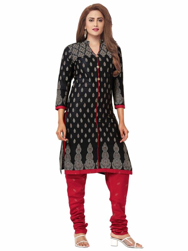Miraan Women's Printed Unstitched Cotton Dress Material (SAN7008_Black_Free Size) - Image 3