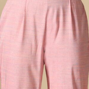 Amazon Brand - Anarva Women's Pink Cotton Blend Stripes Printed Straight Kurta with Bottom (HRKB0046PNK_XXL)
