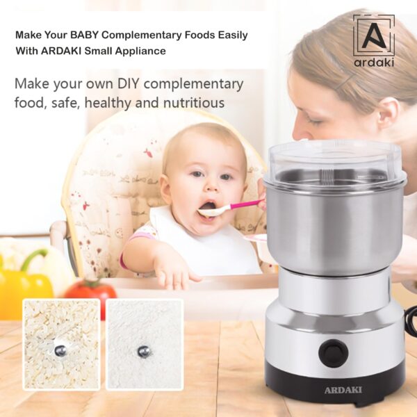 ARDAKI 150W Mini Mixer Grinder - Multi-Functional Stainless Steel Spice Mill - Image 2