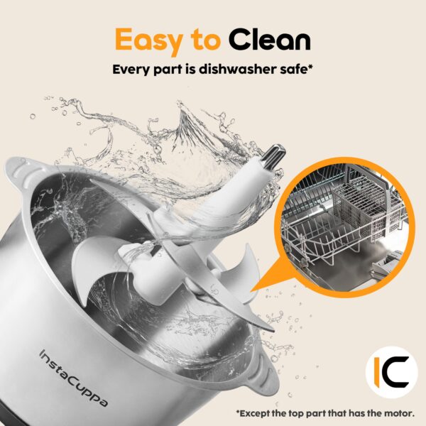 InstaCuppa 300W Electric Chopper - 2L Steel Bowl with 3 Attachments - Image 2