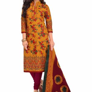 Miraan Cotton Printed Readymade Salwar Suit For Women(MIRAANBAND1603M, Medium, Yellow)